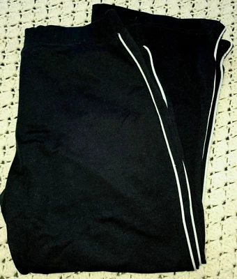 1980s M Reebok Medio Black Workout Nylon Track Jogger Capri Pull Stretch Pants  - Image 1 of 3