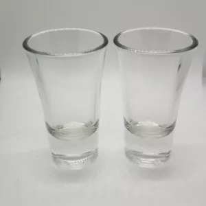 Set di 2 bicchieri da tiro in vetro liscio alti 3,5" vintage - Foto 1 di 3