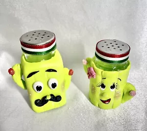2 Salero Y pimentero Mexicano Salero De Cristal Y Pasta Fría Hecho A Mano 4""x2"" - Imagen 1 de 7