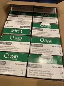 Case Of 10 Pk Curad Stretch Vinyl Gloves Size Large Synthetic Exam Gloves - Picture 1 of 9