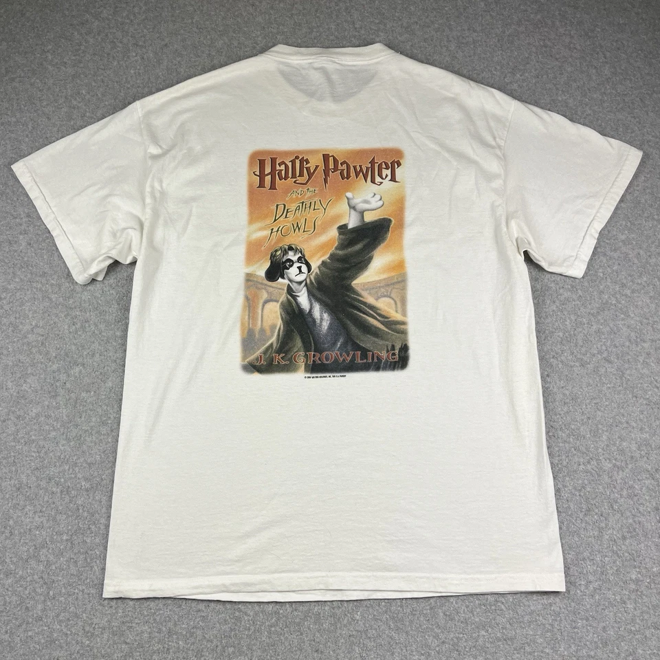 Винтажная футболка с большими собаками большой волосатый лаун Гарри Поттер пародия графический белый - Изображение 1 из 4