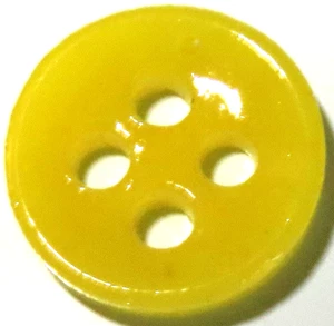 ANTIQUE ICY LEMON LUSTER CHINA BUTTON ~ 4-HOLE SAUCER SHAPE - Imagen 1 de 2