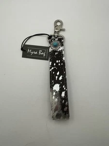 Myra Bag “Concho Delight “Key Fob S-10833 NWT 1.25” X 7” Hairon Black & White - Picture 1 of 9