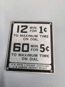 OEM Duncan Miller Parking Meter Model 50 Back Plate Signage - Picture 1 of 1