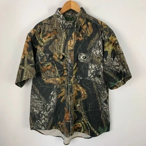 Mossy Oak Button Up Shirt Mens XL Woodstalker Real Tree Camo Short Sleeve - Picture 1 of 11