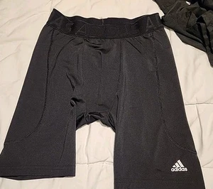 Adidas Youth Large Black Compression Shorts Cup Pocket - Picture 1 of 7