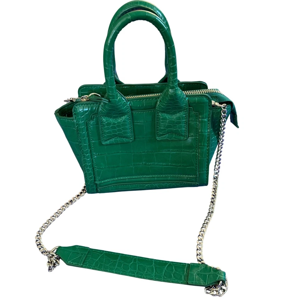 ZARA Green Mock Croc Mini Tote Crossbody Bag Chain Strap Very Good Condition - Image 1 of 4