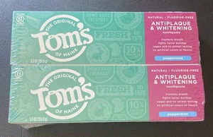 Tom’s of Maine Antiplaque and Whitening Fluoride Free Toothpaste, Peppermint, 2 - Picture 1 of 3