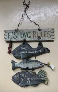 10” Fishing Sign/Slogan Hanging Metal Wire Fun Fishing Sign - Great Gift! - Picture 1 of 7