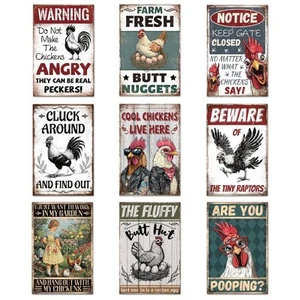 9 Pcs Chicken Coop Signs Funny Chicken Signs Chicken Decor Outdoor 8×12 Inch ... - Picture 1 of 9