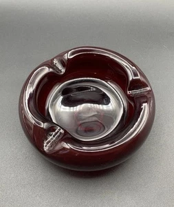 Vintage MCM Blenko Ruby Red Round Bubble Ashtray - Heavy (3-flea bites) - Picture 1 of 19