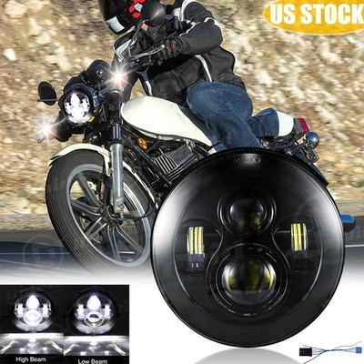 7" inch LED Headlight High-Low White for Harley Davidson Honda Yamaha Motorcycle Foto 1 de 4
