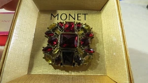 Spilla vintage Monet strass fiore spilla vibrante splendida nuova in scatola - Foto 1 di 5