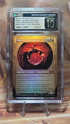 MTG Sauron the Dark Lord #329 Foil LOTR Tales Middle Earth CGC Pristine 10 Pop 1 - Image 1 of 4