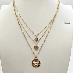 Neu Lilly Pulitzer 18" Dreifach Strang Seestern Halskette Gold Klar Strass  - Bild 1 von 5