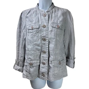 Eddie Bauer Linen Utility Jacket Gray Size Medium - Picture 1 of 7