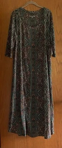 Soft Surroundings Santiago 3/4 Sleeve Cotton Modal Maxi Dress Harvest Scarf XL - Picture 1 of 7