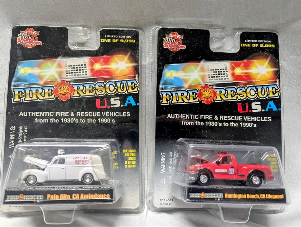 Lot 2 Racing Champions FIRE RESCUE USA Diecast Vehicles 1:64 LIMITED EDITION NEW - Image 1 of 1
