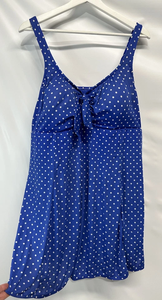 Croft & Barrow  Swim Suit Dress Plus Polka Dots Molded Cup, Adj Strap 22W - Image 1 of 4