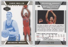 2007-08 Topps Co-Signers Gold Blue /89 Brandan Wright Chris Mullin Rookie RC HOF