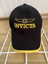 Preowned Vintage Invicta Watches Classic Dad Strap Hat/Cap Retro Black &Yellow