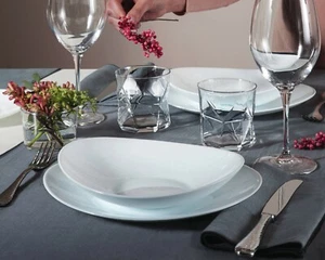 Bormioli Prometeo Dining Plates Dinner Set White Opal Glass Dinnerware Bowls NEW - Picture 1 of 5