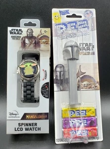 Star Wars The Mandalorian Spinner Uhr & PEZ Süßigkeitenspender braucht Batterie🔋 - Bild 1 von 23