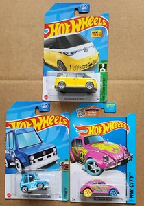Lot of 3: Hot Wheels Volkswagen Treasure Hunts x2 Tooned Golf MK1 Beetle ID Buzz - Picture 1 of 4