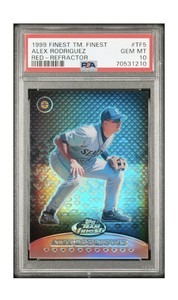 1999 FINEST TEAM RED REFRACTOR ALEX RODRIGUEZ 15/50 POP 5 PSA 10