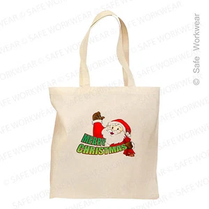 Merry Christmas - Santa Claus - TOTE Cotton BAG - Xmas Gift or Daily Use - Picture 1 of 5
