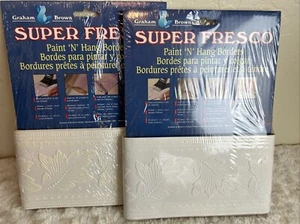 2 Super Fresco Paint N Hang Border Graham & Brown 5yds Leaf Design 4.5” 92779 - Picture 1 of 4