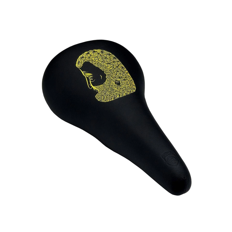 Cinelli Unicanitor Barry Mcgee Design Eco - Asiento de sillín de cuero negro amarillo Foto 1 de 4