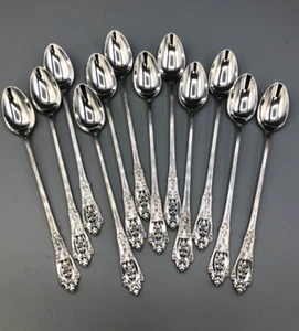 Rose Point von Wallace Sterlingsilber 12er Set Eisgetränkelöffel 7,5" - Bild 1 von 4