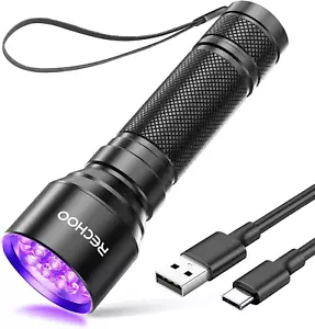 UV Taschenlampe Schwarzlicht, 21 LED 395nm Ultraviolett Wiederaufladbare Taschenlampen UV - Bild 1 von 11
