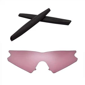 Walleva Pink Non-Polarized Lenses and Black Earsocks for Oakley M Frame Sweep - Picture 1 of 7
