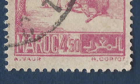 1947 MOROCCO 4.50F STAMP #212 WITH DOUBLING BLURRED ERROR Cover