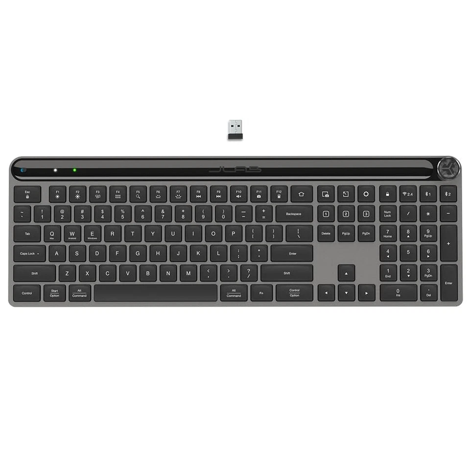 JLab Epic Wireless Keyboard, Black, 108 Keys, Multi-Device, 2.4G/Bluetooth - Image 1 of 4
