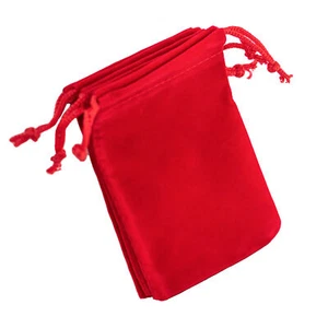 3 kleine Velours Kordelzug Etui Schmuck Münze Samt Tasche Hochzeit 3 Zoll x 4,25 Zoll rot - Bild 1 von 3