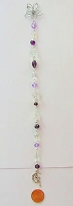 CRYSTAL SUNCATCHER-PURPLE/LAVENDER-FAIRY & MOON/FLOWER-11"-HANDCRAFTED- # 936 - Picture 1 of 2