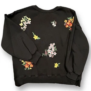 Zara Girls 10 Youth (Size 140) Embroidered Floral Pullover Crewneck Sweatshirt - Picture 1 of 2