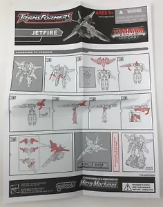 2006 HASBRO TRANSFORMERS TITANIUM SERIES DIE CAST JETFIRE INSTRUCTIONS - Picture 1 of 1