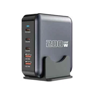 200W Multi USB C Caricatore Tipo C PD Stazione di Ricarica Rapida per iPhone 16 15 Laptop - Foto 1 di 9