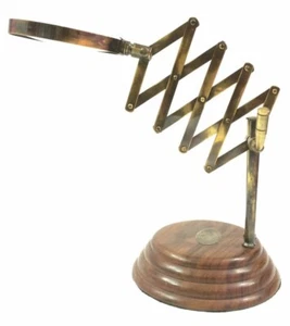 4" Antique Brass Chainner Magnifying Glass Nautical Magnifier on Wooden Base. - Picture 1 of 4
