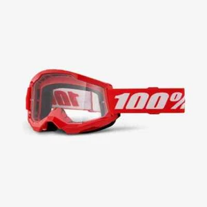 100% Adult Strata 2 Motorcycle Goggles Red/Black with Clear Lens - 50027-00018 - Picture 1 of 1