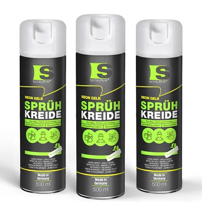 Spraytive 3x 500ml Sprühkreide neon-gelb Kreidespray Markierungsspray Farbspray - Bild 1 von 4