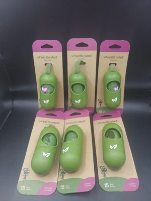 Juego de 6 dispensadores de correa de bolsa de desechos para perros Earth Rated con 15 bolsas perfumadas de lavanda Foto 1 de 4