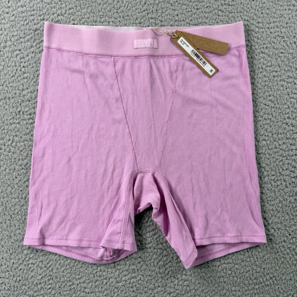 SKIMS Stretch Cotton Rib Boxers Shorts Womens M Comfort Sleep Lounge Soft NWT - Image 1 of 4
