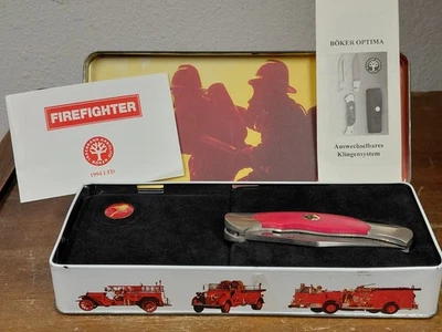 Cuchillo Boker Treebrand Arbolito Bomberos Solingen 1994 Edición Limitada Caja de Lata Papeles Foto 1 de 4