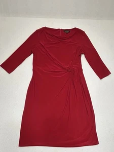 Lauren Ralph Lauren Women’s Dress Stretch Twist Knot Cowl Neck Red Size 16 - Picture 1 of 19