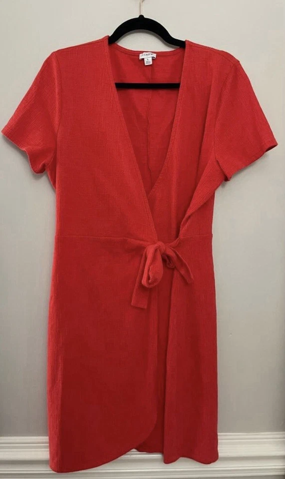 Красный J.Crew опрятный минималистский Summer хлопок галстук талии надежном платье большой - Изображение 1 из 4